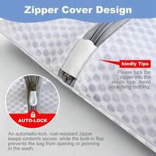 4 Piece 12x16 Inch Mesh Laundry Bag Set Honeycomb Fine Mesh Extra Durable With Sturdy Zippers For Delicates Washing Machine Home Dorm Supplies - Default - View 2