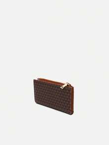Monedero Metri Marrón con Estampado Geométrico: Diseño Compacto y Funcional con Cierre de Cremallera Dorada. Ideal para Mujeres que Buscan Estilo y Organización, Este Monedero de Misako Ofrece Múltiples Compartimentos para Tarjetas y Bolsillo Tipo Ventanilla. Perfecto para Adaptarse a Diferentes Estilos y Ocasiones. - Marrón - Ver 8