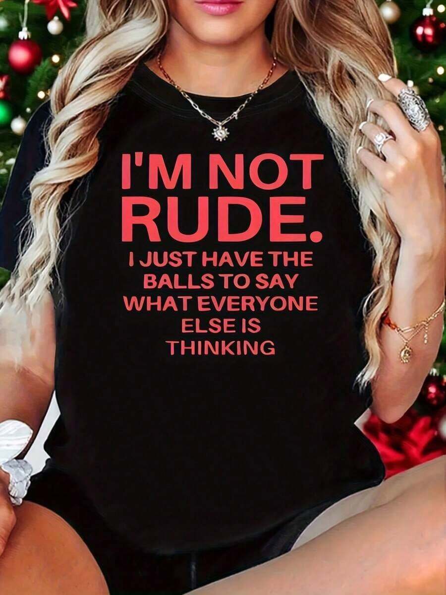No Soy Grosera, 1 Pieza, Camiseta de Talla Grande para Mujer, Divertida, con Estampado Gráfico, Manga Corta, Novedosa, 100% Poliéster, Camiseta Casual de Cuello Redondo, 220g - Blanco - Ver 1