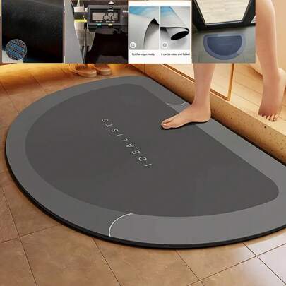 1片超强吸水防滑浴室垫 - 速干，硅藻土材质，适用于淋浴间、浴缸、洗衣房和玄关，可用作马桶垫、地毯或浴室垫套装。浴室配件