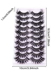 25mm Super Fluffy False Eyelashes, 10 Pairs Artificial Thick Criss-Cross Design, Extremely Dense, Instantly Enlarges Eyes, Creates Bold Eurasian Makeup Look - View 2