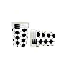 24/12个装 9盎司/250毫升黑色足球主题纸杯，饮料杯，冷饮杯，热饮杯，咖啡杯，生日派对、婚礼、家庭和办公室派对用品 - 彩色 - 查看 2