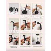 1 pieza Trípode de escritorio giratorio y ajustable, resistente al agua, de ABS, soporte para teléfono, soporte para video/transmisión en vivo, soporte de manos libres, accesorio (se envía un estilo aleatorio) - Negro - Ver 5