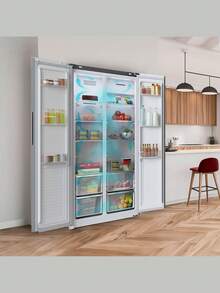 Cecotec C-Eco-tec Frigorífico Americano 2 Puertas Bolero CoolMarket SBS 430 Dark E, 430 L, Sistema Multi Air Flow para temperatura óptima, Total No Frost evita formación de hielo, Motor Inverter Plus para ahorro energético, Fast Freezing y Cooling, Modo vacaciones y -Eco- para optimizar consumo, Alarma de puerta para . - Multicolor - Ver 2