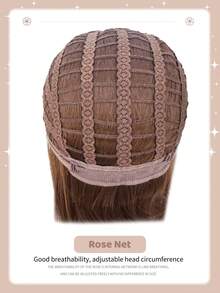 1pc Black Heat-Resistant Straight Synthetic Wig, Fiber Material, Suitable For Daily Wear, Natural & Realistic - Gold - View 9