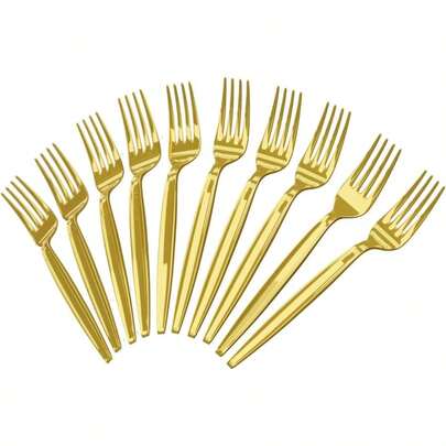 Gold Plastic Forks (24 Pack) - Heavy Duty Gold Utensils, Durable Disposable Colored Cutleries And Plastic Utensils Parties, Birthdays, Weddings, Anniversaries, And Special Events