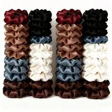 14pcs/7pcs/6pcs Random Dark-Tone Satin Scrunchie Set, Suitable For Ponytail, Bun And Various Hairstyles, Versatile Satin Scrunchies With Rhinestones - Multicolor - View 2