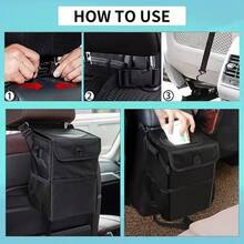 Car Trash Can With Lid And Storage Bag - Hanging Car Trash Bag, Leak-Proof Car Trash Can, Multi-Purpose Car Trash Can 1 - A - View 2