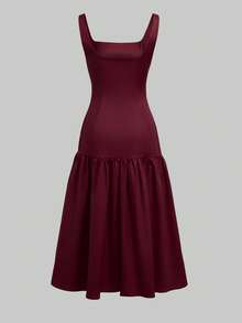 QUNGIGU Đầm dài dáng ôm kiểu nàng tiên cá dành cho nữ, kiểu đuôi cá không tay thanh lịch, phù hợp cho tiệc tùng, hộp đêm và các dịp khác, màu đỏ rượu vang, đầm nữ thanh lịch, đầm dự tiệc sang trọng, đầm dạ hội trang trọng. - Màu Đỏ Sâu - Xem 4