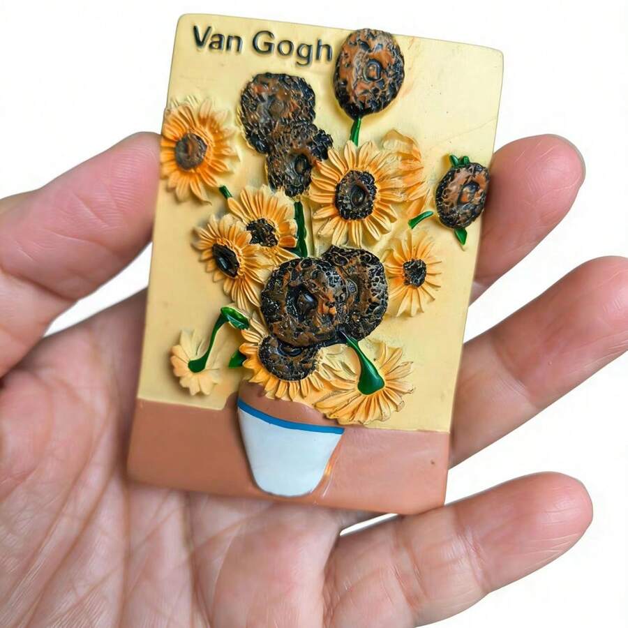 7cm (2.76 Inch) Van Gogh Sunflower 3D Fridge Magnet, Art & Creative Magnetic Sticker - one-size - View 1