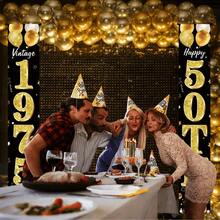 1pc Black & Gold Vintage Birthday Party Banner, Suitable For 40th, 50th, 60th, 70th Birthday Celebration Of Men/Women, For Retro Birthday Decor, Anniversary, Photography Studio Backdrop, Front Door Banner, Home/Indoor/Outdoor Decoration - Multicolor - View 2