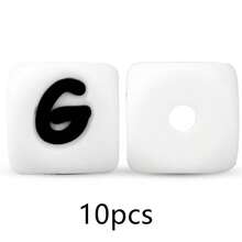 10颗12毫米硅胶白底黑色字母珠，可用于DIY钥匙扣、姓名牌制作，是周年纪念礼物的理想选择。 - 黑與白 - 查看 30