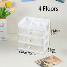 Hộp đựng đồ trang điểm 4 tầng có thể mở rộng, chất liệu PP bền chắc, thiết kế hình chữ nhật tối giản không khung, phù hợp cho phòng tắm, bàn trang điểm, trang trí nhà cửa và lưu trữ đồ dùng trên bàn làm việc văn phòng. - Thỏ Dâu Trắng - Xem 8