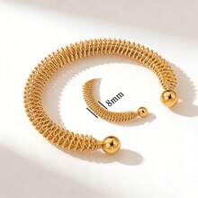 女士防水防过敏18K镀金不锈钢手镯，可叠戴金色手镯，日常派对饰品 - 可調整手鐲 - 查看 11