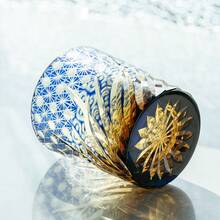 1个吉祥云纹雕刻水晶玻璃杯，手工威士忌酒杯，个性化创意小众酒杯，250毫升，红/蓝 - 藍色 - 查看 3