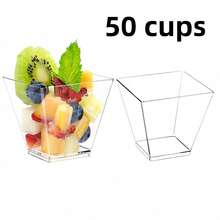 10-50个3盎司迷你小甜点杯，果冻慕斯杯，纸杯蛋糕品尝杯，适合节日派对、聚会、野餐、烘焙、烧烤、酒吧等场合。 - 3OZ#透明 - 查看 15