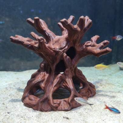 Artificial Aquarium Driftwood Root Decor, Reptile Hiding Cave Suitable For Lizards And Geckos, Moss Ball Shelter For Shrimp Breeding In Fish Tank