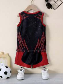 2pcs Toddler Boys Casual "CCICACO" Letter & Number Print Tank Top Paired With "CCICACO" Letter & Number Printed Shorts Outdoor Set, Spring/Summer - Multicolor - View 2