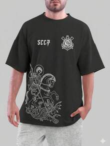 Men's Printed T-Shirt Corinthians Saint George Simple Shirt 100% Cotton - màu đen - Xem 1