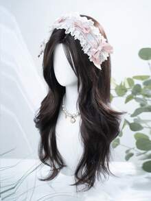 alicegarden 1 Piece Synthetic Heat Resistant Long Curly Wavy Headband Bangs Wig Black 30 Inch Full Woven Everyday Natural Realistic Wig. - Black - View 4