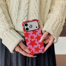 A Stylish Phone Case That Does Not Include A Lanyard Or Stand. This One-Piece Fashion Phone Case Features A Dark Blue Star Design And Is Suitable For The 17 Pro, 16 Pro, 15 Pro, And 14 Pro. A Stylish And Interesting Korean-Style Phone Case, Compatible With The 11/12/13/14/15/16 Pro Plus. Its Elegant Design Is Suitable For Both Men And Women. A Great Gift For A Girlfriend On Easter Or Her Birthday. - 紅色 - 查看 8