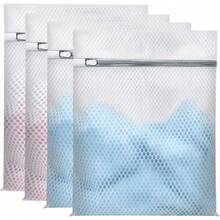 4 Piece 12x16 Inch Mesh Laundry Bag Set Honeycomb Fine Mesh Extra Durable With Sturdy Zippers For Delicates Washing Machine Home Dorm Supplies - Default - View 1