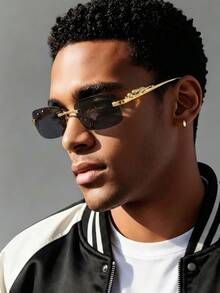 New Unisex Rectangular Frameless Precision-Carved Metal Fashion Fashion Glasses, Versatile Elegant Glasses Suitable For Daily Life, Street Photography, Social Events, Business, Commuting And Traveling - Multicolor - View 5