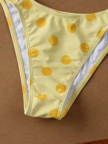 Nuovo set bikini da donna con stampa a pois gialli, stile fascia, sexy, casual ed elegante, adatto per spiaggia, vacanze primaverili/estive - Multicolore - Visualizzare 6