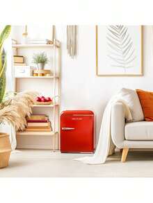 Cecotec Bolero CoolMarket TT 45L Retro Mini Fridge In Red: Large Capacity For Drinks And Cold Food, With Ice Drawer And Vintage Design Touch, Durable Chrome Handle, Energy Class E For Efficient Consumption, Compact And Versatile For Any Space. - Multicolor - View 8