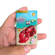 3.5inch Maldives Lobster Stamp 3D Fridge Magnet, Beach Travel Souvenir Magnetic Sticker - one-size - View 5