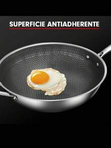 Sarten Wok Antiadherente de Acero Inoxidable Inducción 32cm - Ver 8
