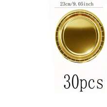 10/20/40/50/60/100pcs 7inch/9inch Disposable Gold Paper Plates, Thick & Durable, 3-Second Cleanup, Reusable For Party, Camping, Home Stocking, Birthday, Graduation, Holiday Events - Gold - View 15