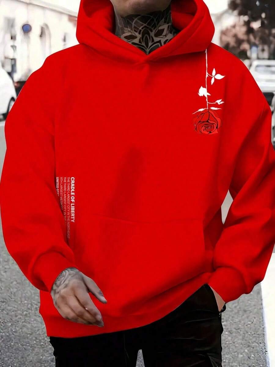 Men's Pink Flower Premium Cotton Sweatshirt - Rojo - View 1