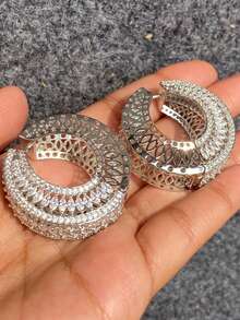 1 Đôi bông tai vòng đính đá Cubic Zirconia xinh xắn dành cho nữ, thích hợp làm quà tặng đám cưới, lễ đính hôn, kỷ niệm, tiệc tùng hoặc quà Valentine. - 1 # - Xem 7
