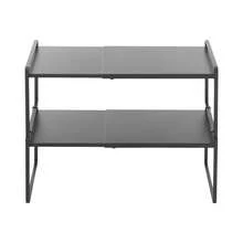SENDERPICK 2-Layer Expandable Kitchen Cabinet Organizer Stackable Cupboard Shelf Adjustable Kitchen Cabinet Shelf - Black - View 9