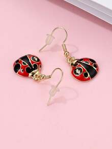 1 Pair Zinc Alloy Ladybug & Fish Design Oil Drop Earrings, Cute Jewelry Suitable For Children's Daily Wear - one-size - View 5