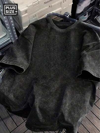 1 pieza Camiseta de algodón para hombre de talla grande, con estampado de teñido anudado vintage de manga corta, estilo streetwear de corte holgado adecuado para personas con sobrepeso, apto para compras, citas, fiestas de moda, viajes, deportes, uso diario, Día del Padre, regalo del Día de San Valentín