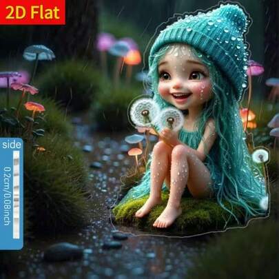 2D Flat Cute Fairy Garden Decor, Suitable For Outdoor Use, Yard Lawn Garden, All Seasons, 2D Flat