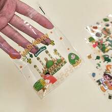 50/100个装绿色透明开斋节包装袋，印有星星、月亮和城堡图案，节日自粘袋，带有阿拉伯风格，四合一混合款 - 适用于斋月和开斋节礼品包装 - 彩色 - 查看 4