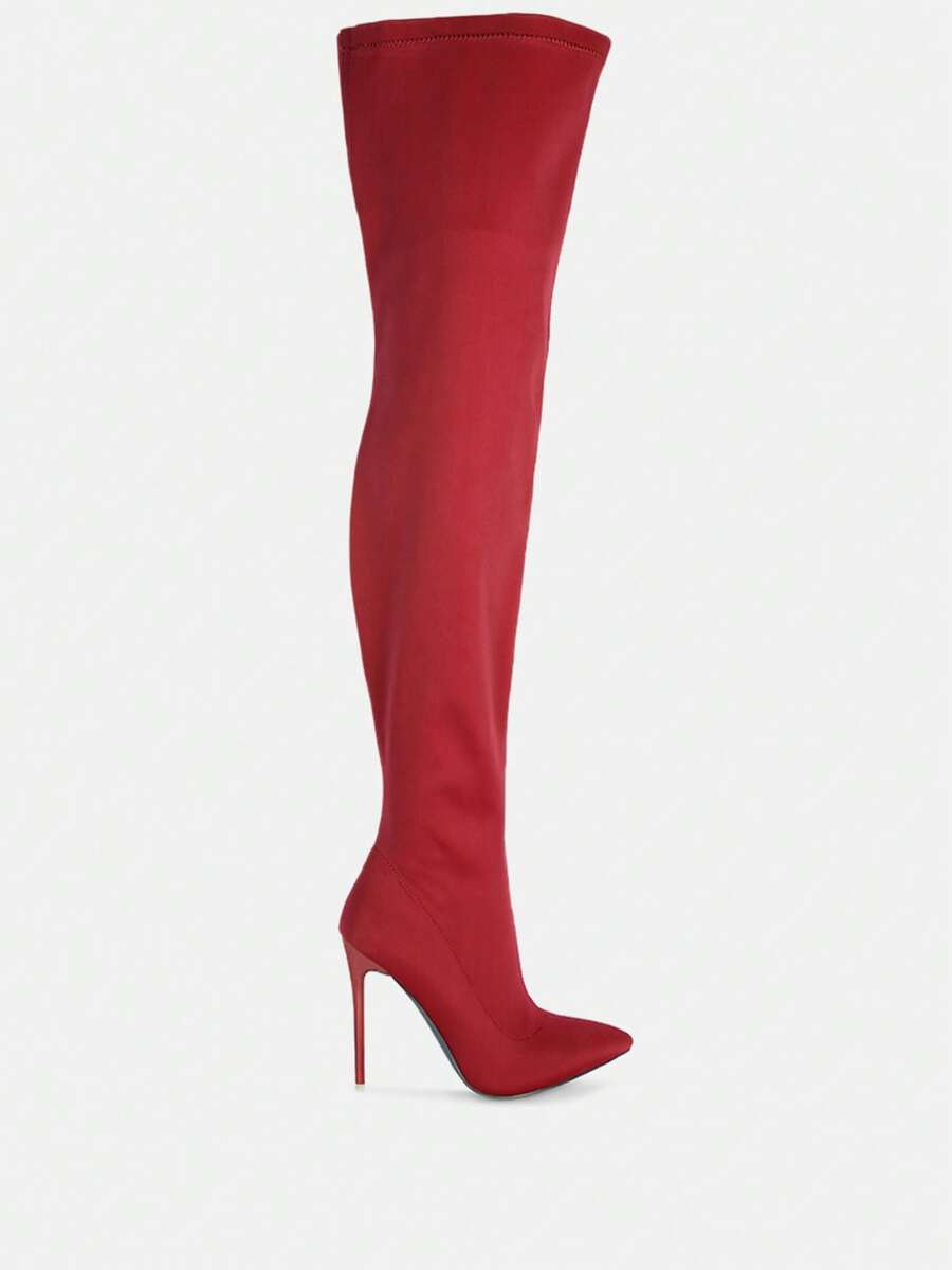 No Calm Superstretch Stiletto Long Boot - 酒紅色 - 查看 1