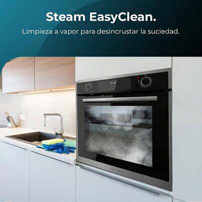 Cecotec Forno multifuncional embutido Bolero Hexa M226000 Edge A, 2800 W, 72 L: Ideal para a cozinha familiar, com base a vapor dupla e vidro triplo, 7 funções incluindo grill e convecção, classe de economia de energia A, controle por toque e fácil limpeza com Steam EasyClean, além de eficiência em todos os usos.