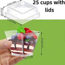 10-50个迷你甜点杯，果冻慕斯杯，纸质蛋糕品尝杯，适用于节日、派对、野餐、烘焙、烧烤、酒吧和其他场合 - 透明 - 查看 14