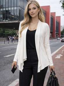 Women's Plus Size Retro Lightweight Cardigan (Sizes G1, G2, G3) Long Sleeve Kimono Cardigan - 白色 - 查看 1