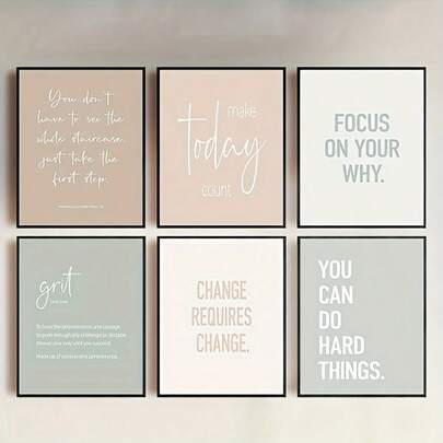 6 Inspirational Walls - Frameless Inspirational Quotes And Positive Messages For Home Office Decoration