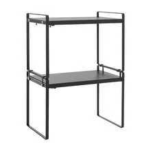 SENDERPICK 2-Layer Expandable Kitchen Cabinet Organizer Stackable Cupboard Shelf Adjustable Kitchen Cabinet Shelf - Black - View 4