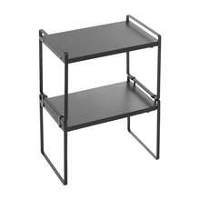 SENDERPICK 2-Layer Expandable Kitchen Cabinet Organizer Stackable Cupboard Shelf Adjustable Kitchen Cabinet Shelf - Black - View 1