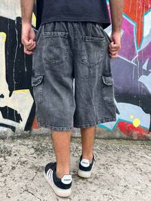 Baggy Streetwear Cargo Bermuda Balloon - 石墨黑 - 查看 4