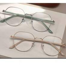 1副女士高品质学生轻便圆形脸型展示眼镜，平面无度数镜框，适合电脑阅读、游戏、看电视和手机使用。 - 彩色 - 查看 12