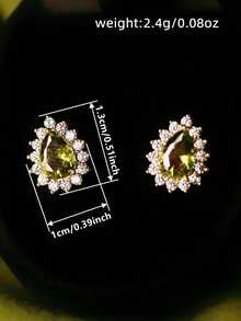 一对时尚立方氧化锆耳钉，女士婚礼订婚周年纪念派对珠宝情人节礼物 - 1# - 查看 11