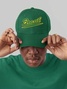 Embroidered Cap Brazil Urban Look Unisex Adjustable For Daily Use Gym Soccer World Cup Carnival Beach - 綠色 - 查看 6